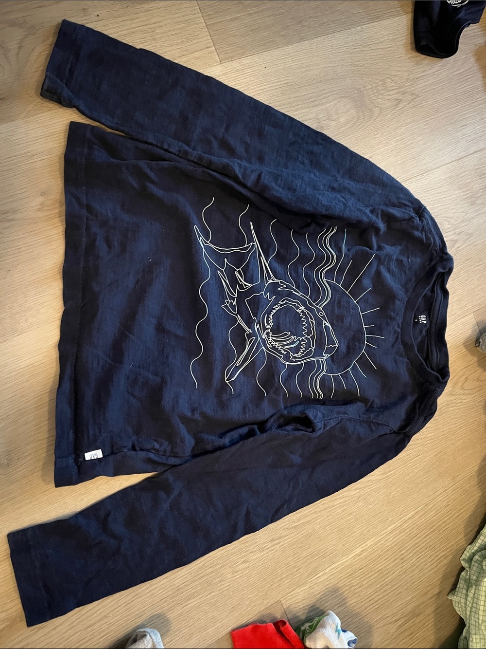 GAP Kids Navy Tee with shark Front Graphic
